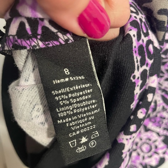 Purple and black paisley/ floral/ lace printed Dress - Picture 7 of 7